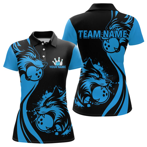 Blue Wolf Bowling Shirts for Team Men Women Custom Wolf Bowling Jerseys for Couples MBL197