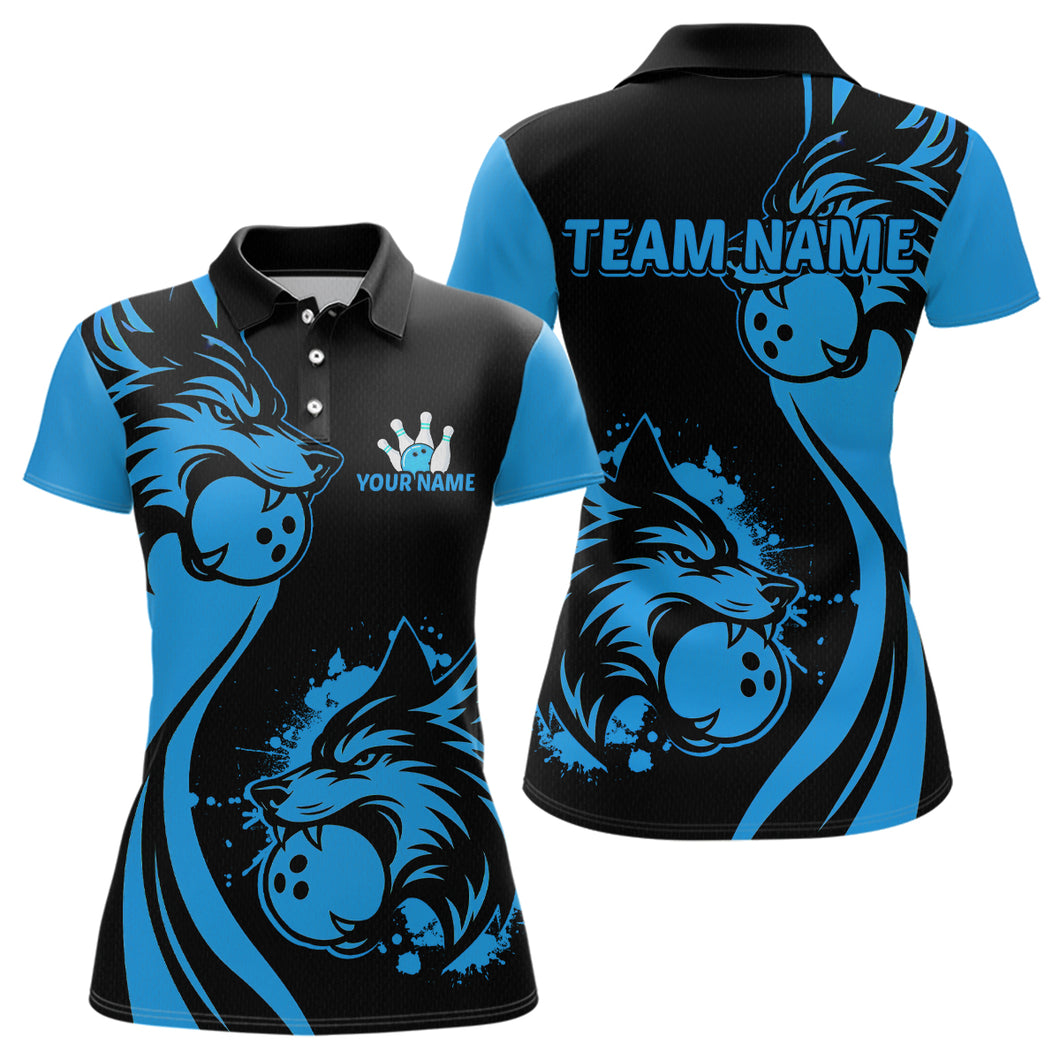 Blue Wolf Bowling Shirts for Team Men Women Custom Wolf Bowling Jerseys for Couples MBL197