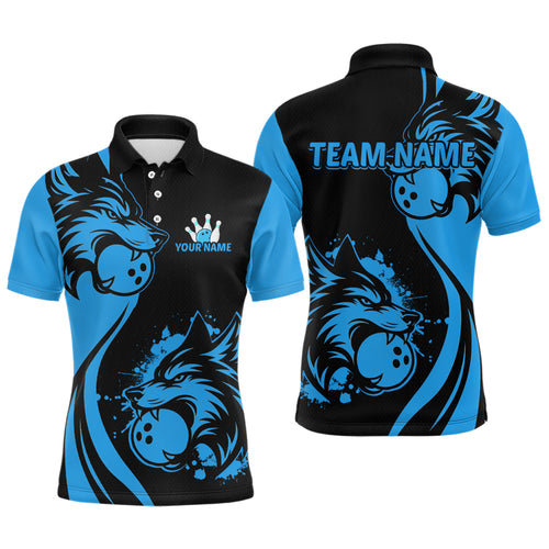 Blue Wolf Bowling Shirts for Team Men Women Custom Wolf Bowling Jerseys for Couples MBL197