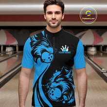 Load image into Gallery viewer, Blue Wolf Bowling Shirts for Team Men Women Custom Wolf Bowling Jerseys for Couples MBL197
