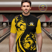 Load image into Gallery viewer, Yellow Wolf Bowling Shirts for Team Men Women Custom Wolf Bowling Jerseys for Couples MBL197