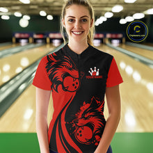 Load image into Gallery viewer, Red Wolf Bowling Shirts for Team Men Women Custom Wolf Bowling Jerseys for Couples MBL197