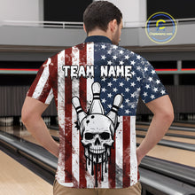 Load image into Gallery viewer, Patriotic Bowling Shirts for Team Women Men Custom Skull Bowling Jerseys for Couple MBL201