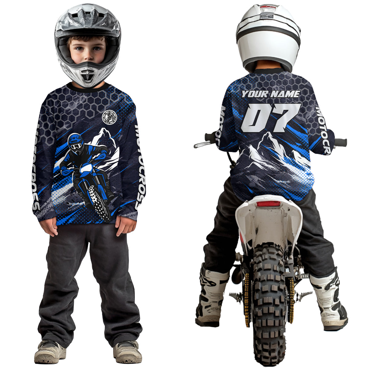 Blue Motocross Racing Jersey for Kids Women Men Dirt Bike Shirts Motorcycle Riding Shirt XM493