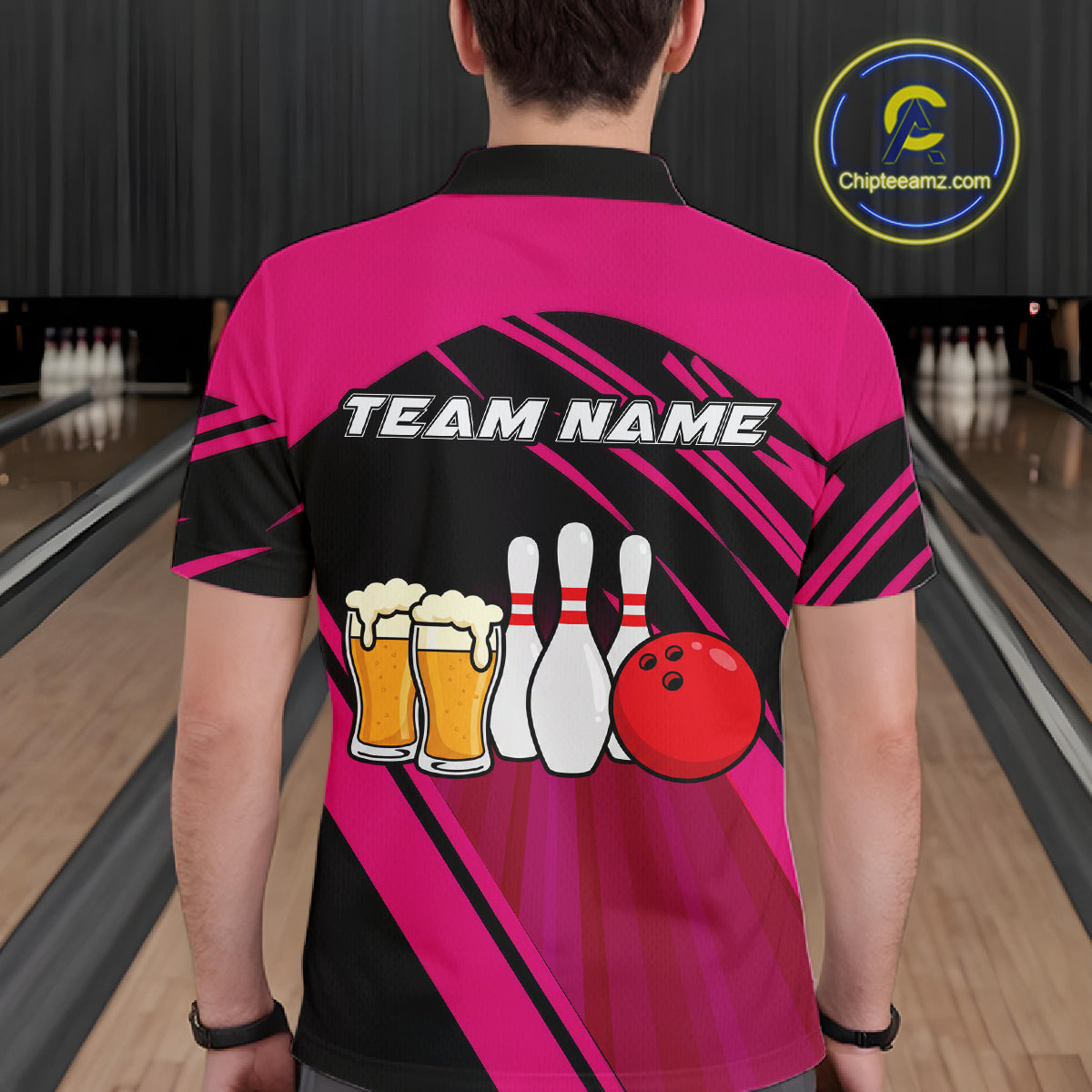 Funny Beer Bowling Shirts Pink Bowling Jersey for Team Women Men Bowl League MBL261