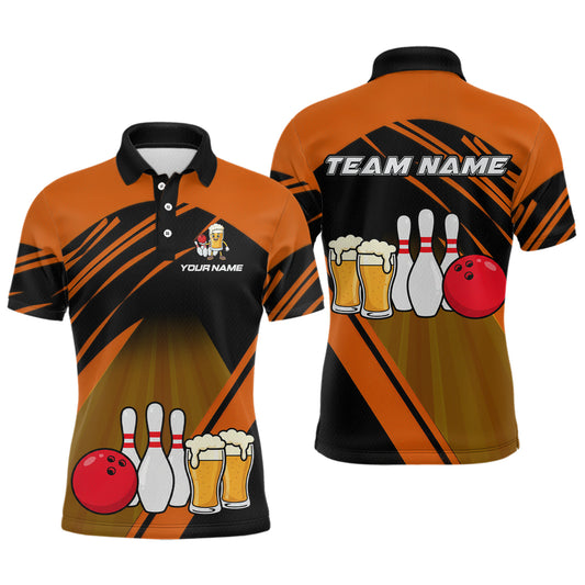 Funny Beer Bowling Shirts Orange Bowling Jersey for Team Women Men Bowl League MBL261