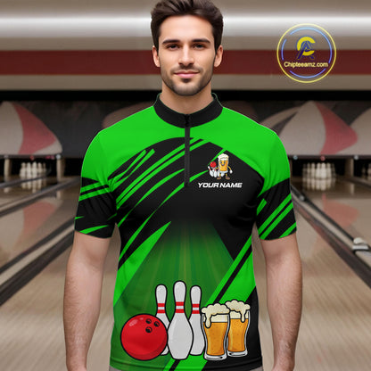 Funny Beer Bowling Shirts Green Bowling Jersey for Team Women Men Bowl League MBL261