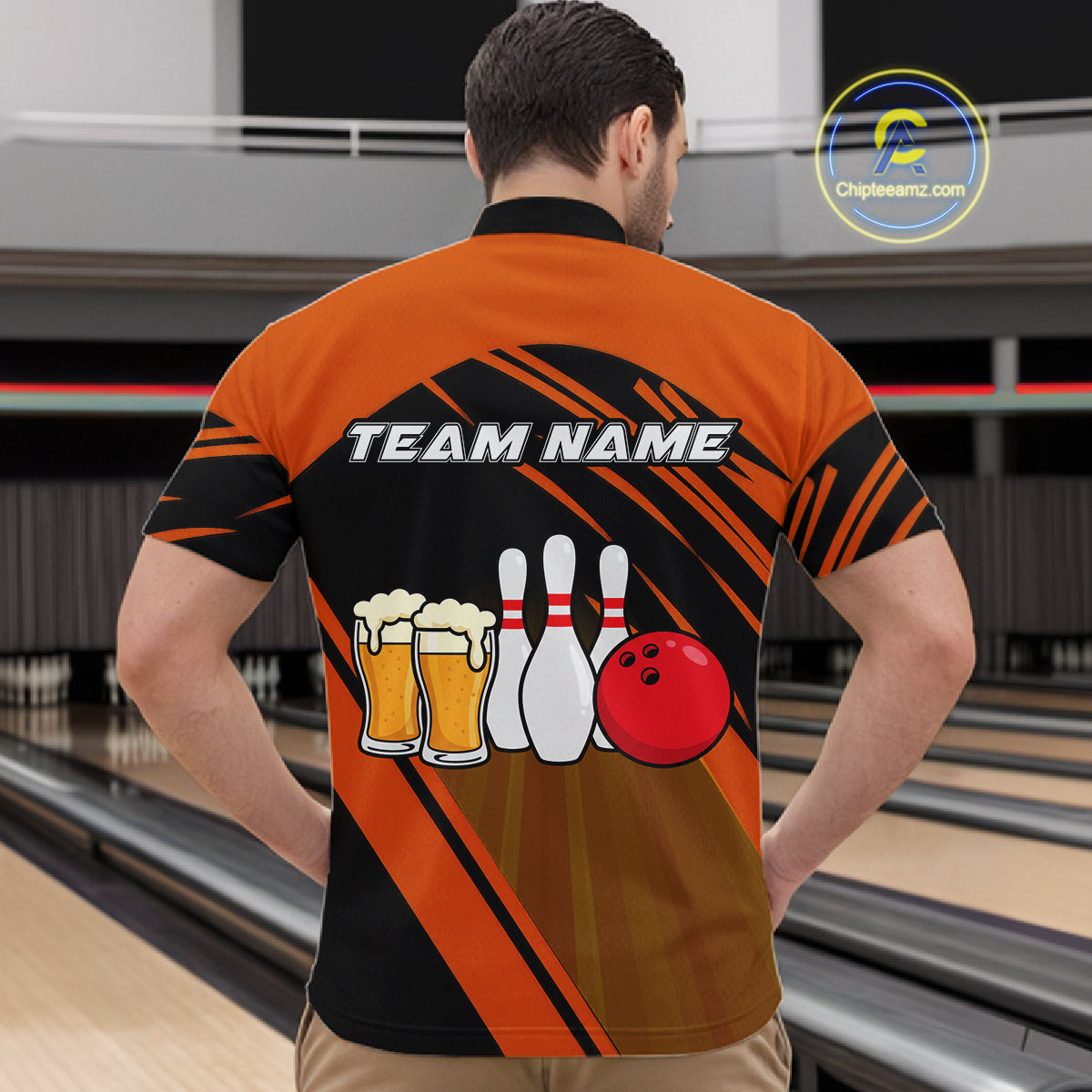 Funny Beer Bowling Shirts Orange Bowling Jersey for Team Women Men Bowl League MBL261