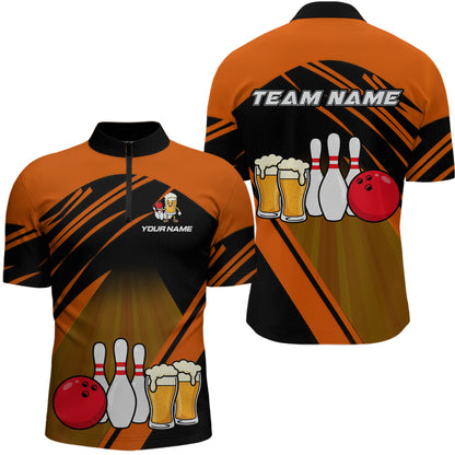 Funny Beer Bowling Shirts Orange Bowling Jersey for Team Women Men Bowl League MBL261