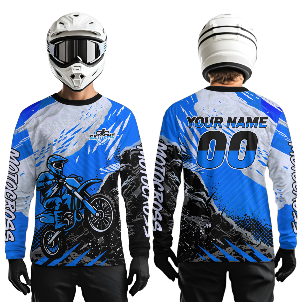 Blue Motocross Jersey Custom Dirt Bike Shirts Men Kid Women Racing Off road Jersey XM416