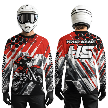 Red Motocross Racing Jersey Kid Women Men Custom Dirt Bike Shirts Riding Shirt XM423