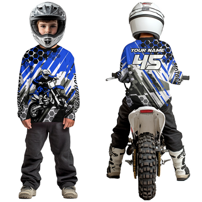 Blue Motocross Racing Jersey Kid Women Men Custom Dirt Bike Shirts Riding Shirt XM423
