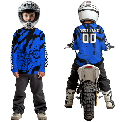 Blue Motocross Jersey for Kid Women Men Custom Dirt Bike Shirts Moto Racing Shirt XM428