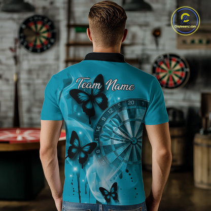 Custom Turquoise Galaxy Butterflies Darts Shirt for Men Darts Team Jerseys Dartboard Shirt NNT261