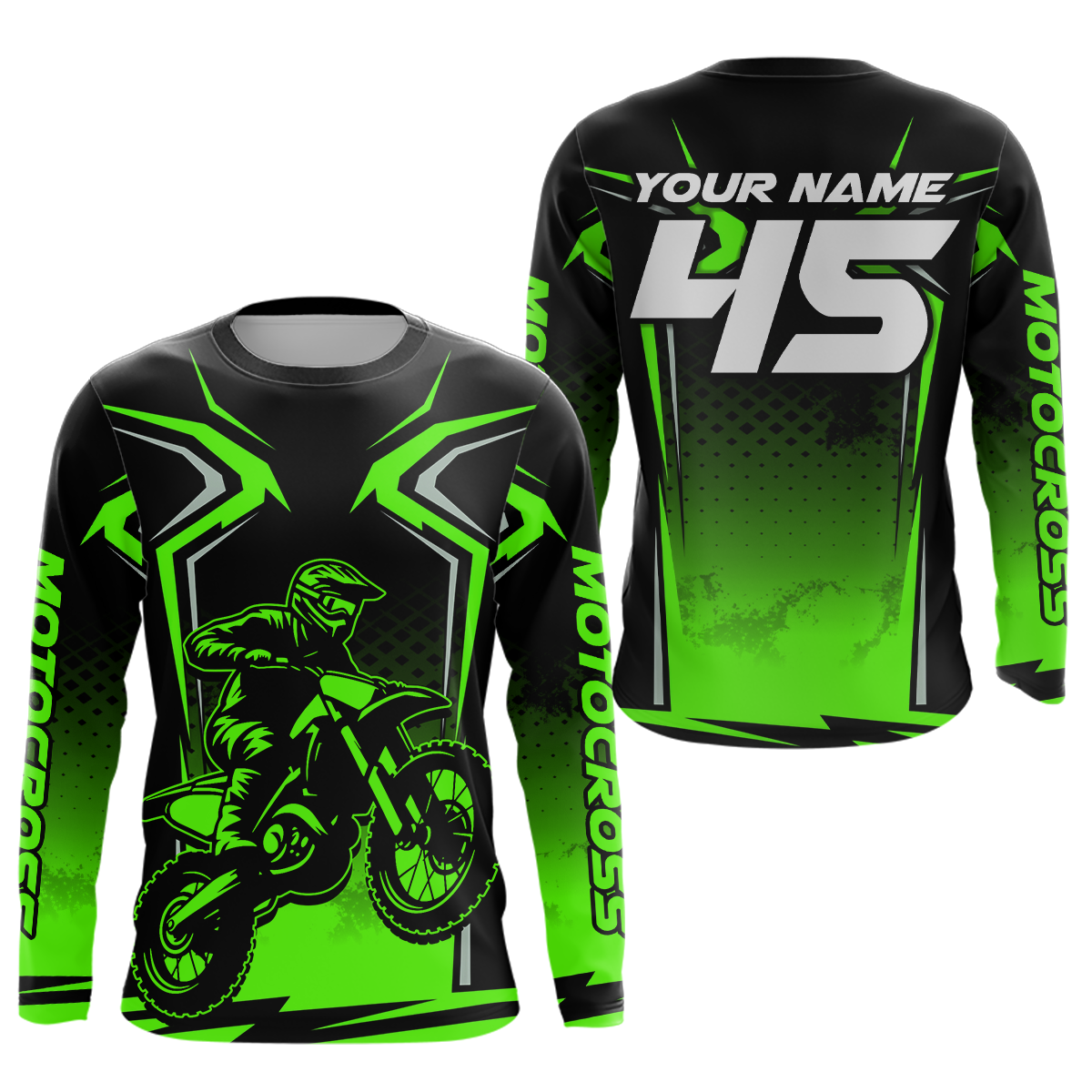 Custom Green Motocross Racing Jersey Men Women Kid Dirt Bike Shirts Motorcycle Shirt XM442