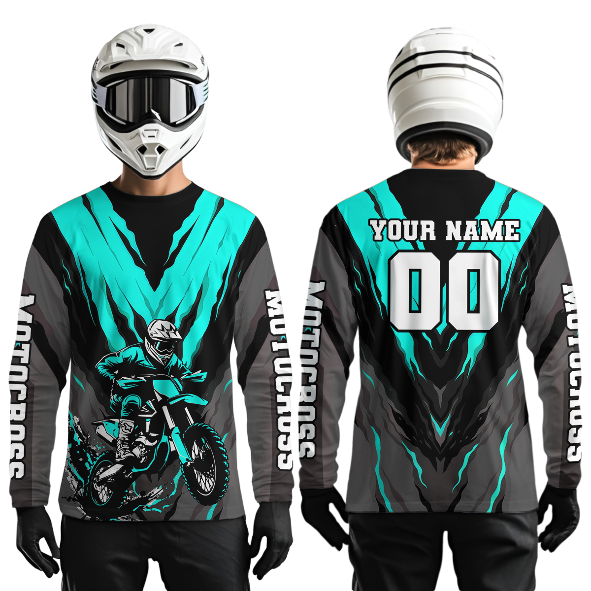Custom Turquoise Motocross Racing Jersey for Men Women Kid Dirt Bike Shirts Riding Shirt XM443