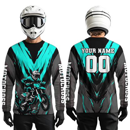 Custom Turquoise Motocross Racing Jersey for Men Women Kid Dirt Bike Shirts Riding Shirt XM443