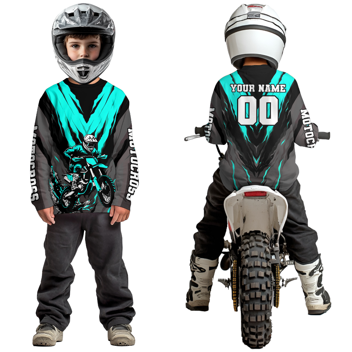 Custom Turquoise Motocross Racing Jersey for Men Women Kid Dirt Bike Shirts Riding Shirt XM443