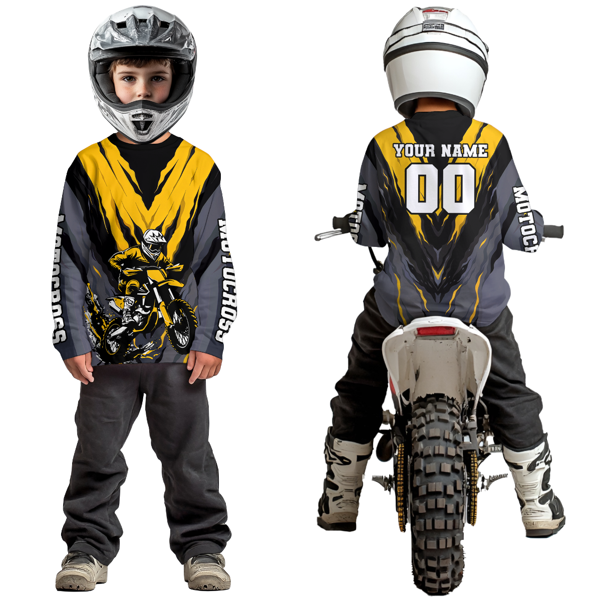 Custom Yellow Motocross Racing Jersey for Men Women Kid Dirt Bike Shirts Riding Shirt XM443