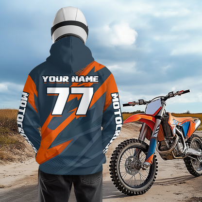 Orange Motocross Hoodie Custom Men Women Dirt Bike Pink Blue Racing Hoodie Shirt MH450