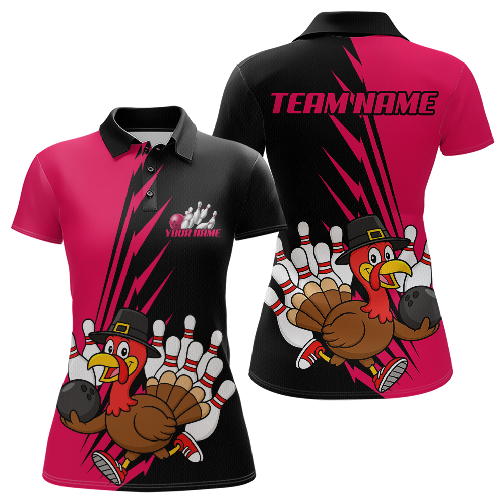 Pink Turkey Bowling Shirts for Women Men Team Custom Bowling Jerseys Thanksgiving MBL180