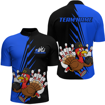 Blue Turkey Bowling Shirts for Women Men Team Custom Bowling Jerseys Thanksgiving MBL180