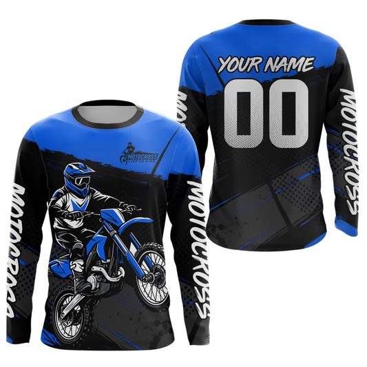 Blue Motocross Jersey for Men Women Kid Dirt Bike Shirts Custom Off road Riding Shirt XM463