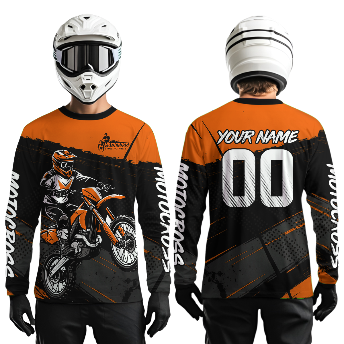 Orange Motocross Jersey for Men Women Kid Dirt Bike Shirts Custom Off road Riding Shirt XM463