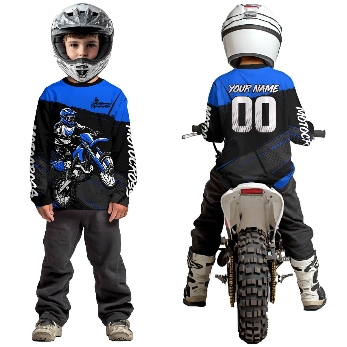 Blue Motocross Jersey for Men Women Kid Dirt Bike Shirts Custom Off road Riding Shirt XM463