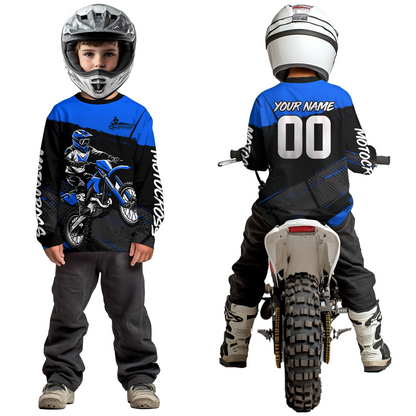 Blue Motocross Jersey for Men Women Kid Dirt Bike Shirts Custom Off road Riding Shirt XM463