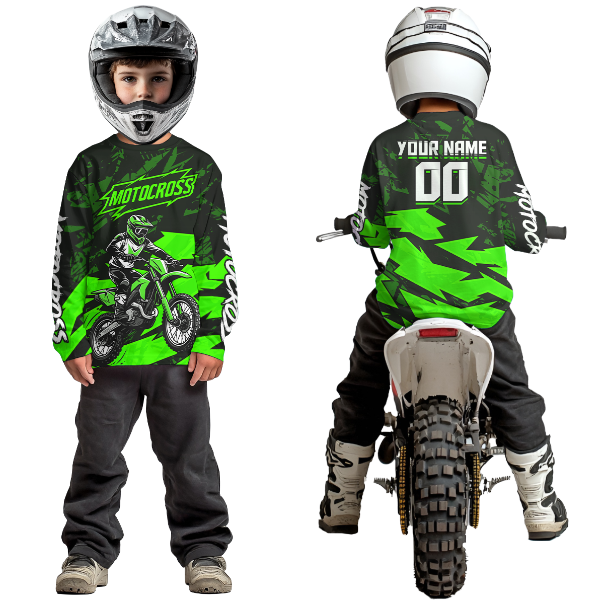 Green Custom Motocross Racing Jersey Men Women Kid Dirt Bike Shirts Off road Shirt XM468