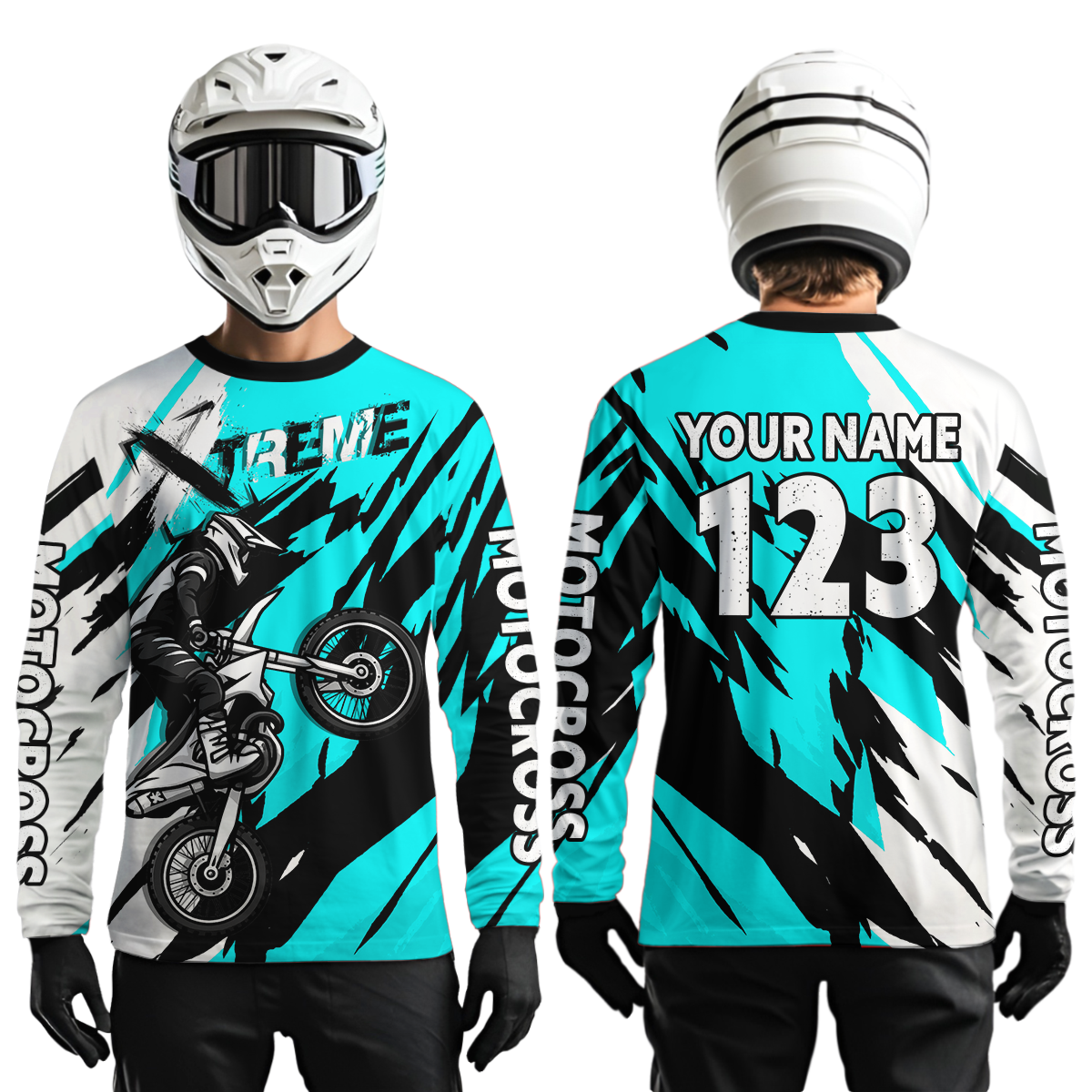 Custom Turquoise Motocross Racing Jersey Custom Women Kid Men Dirt Bike Off road Shirt XM472