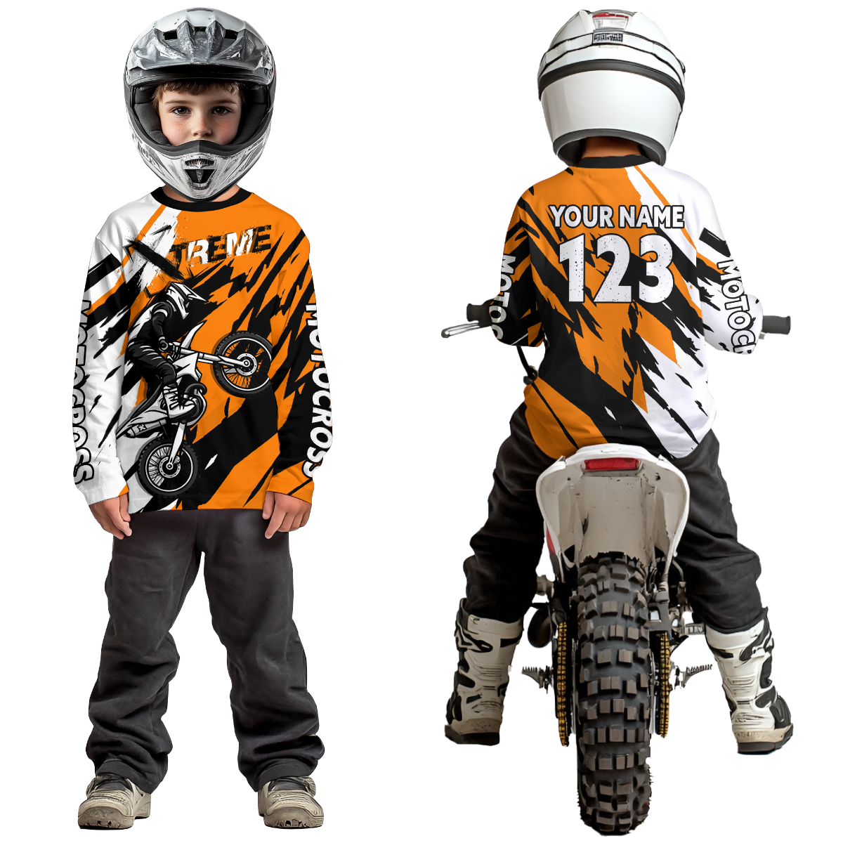 Custom Orange Motocross Racing Jersey Custom Women Kid Men Dirt Bike Off road Shirt XM472