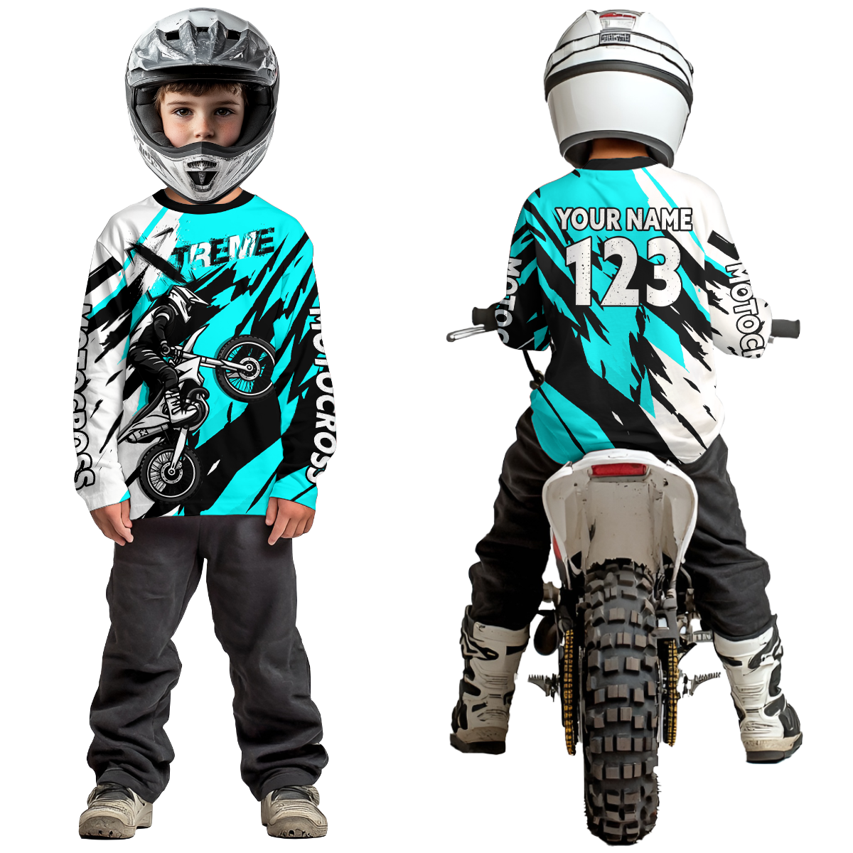 Custom Turquoise Motocross Racing Jersey Custom Women Kid Men Dirt Bike Off road Shirt XM472