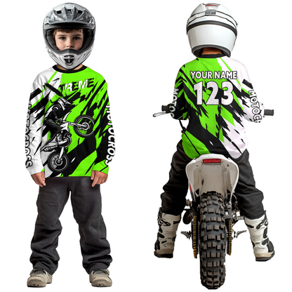 Custom Green Motocross Racing Jersey Custom Women Kid Men Dirt Bike Off road Shirt XM472