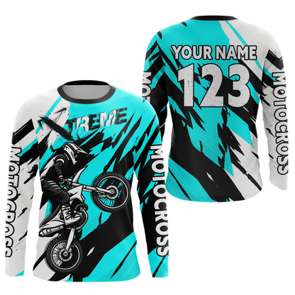 Custom Turquoise Motocross Racing Jersey Custom Women Kid Men Dirt Bike Off road Shirt XM472