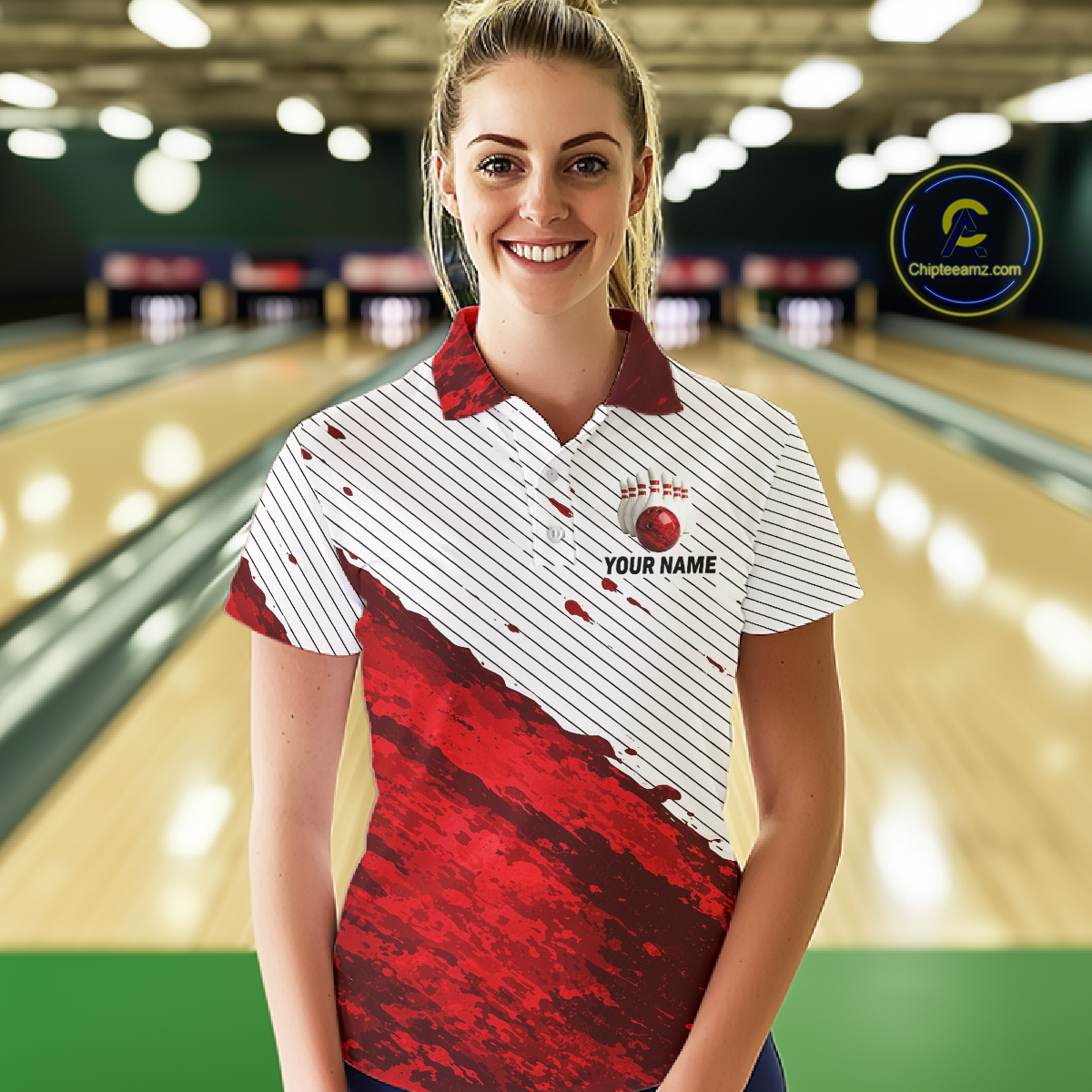 Red Bowling Shirts for Women Men Custom Bowling Jerseys Polo $ 1/4 Zip for Team MBL219