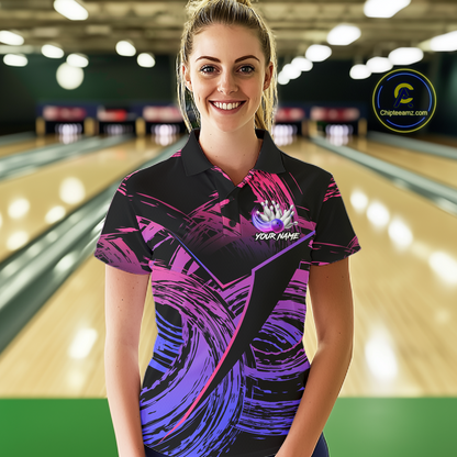Purple Custom Bowling Shirts for Women Men Team Bowling Jersey Polo&1/4 Zip Shirt MBL223