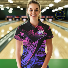 Load image into Gallery viewer, Purple Custom Bowling Shirts for Women Men Team Bowling Jersey Polo&amp;1/4 Zip Shirt MBL223