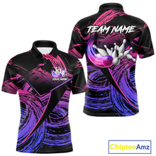 Load image into Gallery viewer, Purple Custom Bowling Shirts for Women Men Team Bowling Jersey Polo&amp;1/4 Zip Shirt MBL223
