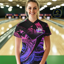Load image into Gallery viewer, Purple Custom Bowling Shirts for Women Men Team Bowling Jersey Polo&amp;1/4 Zip Shirt MBL223