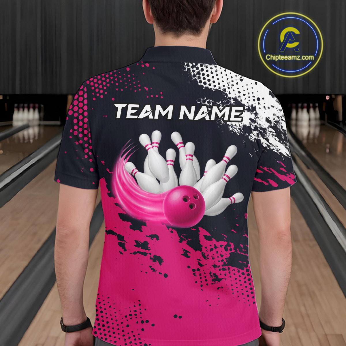 Pink Custom Bowling Shirts for Women Men Bowling Jersey Polo&1/4 Zip Shirt for Team MBL224
