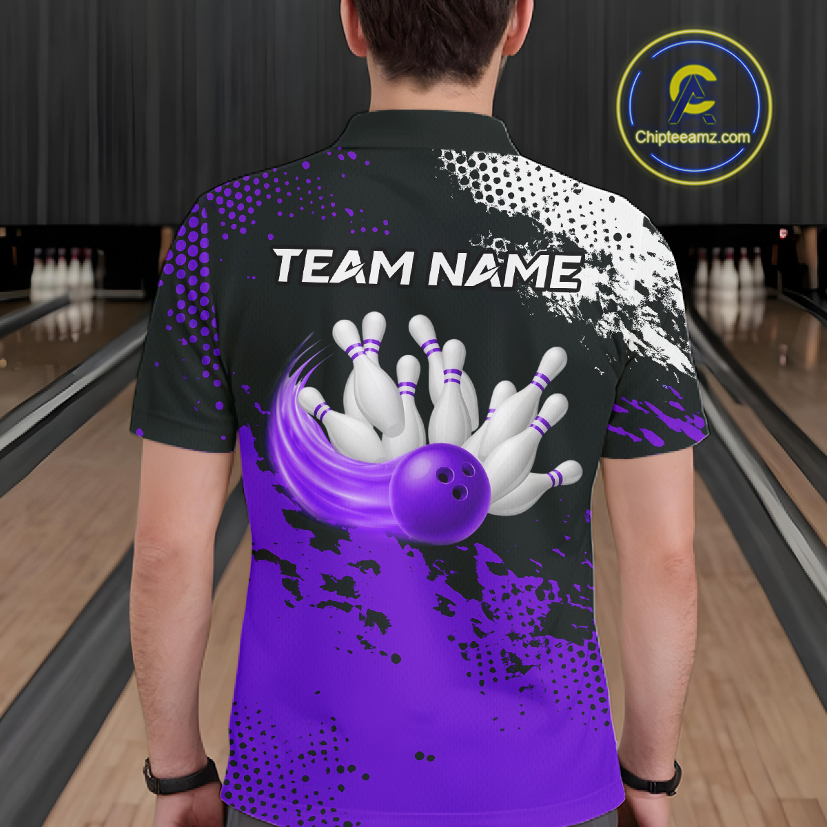 Purple Custom Bowling Shirts for Women Men Bowling Jersey Polo&1/4 Zip Shirt for Team MBL224