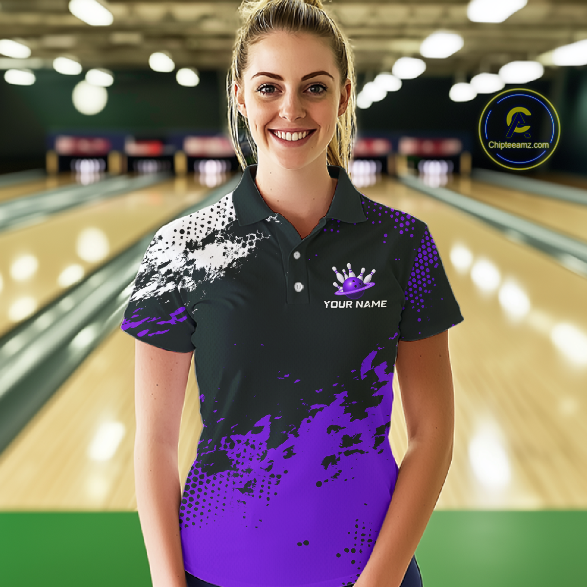 Purple Custom Bowling Shirts for Women Men Bowling Jersey Polo&1/4 Zip Shirt for Team MBL224