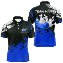 Load image into Gallery viewer, Blue Custom Bowling Shirts for Women Men Bowling Jersey Polo&amp;1/4 Zip Shirt for Team MBL224
