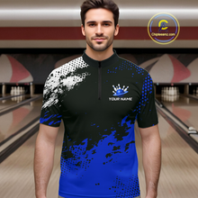Load image into Gallery viewer, Blue Custom Bowling Shirts for Women Men Bowling Jersey Polo&amp;1/4 Zip Shirt for Team MBL224