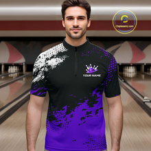 Load image into Gallery viewer, Purple Custom Bowling Shirts for Women Men Bowling Jersey Polo&amp;1/4 Zip Shirt for Team MBL224