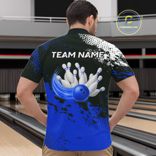 Load image into Gallery viewer, Blue Custom Bowling Shirts for Women Men Bowling Jersey Polo&amp;1/4 Zip Shirt for Team MBL224