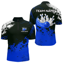 Load image into Gallery viewer, Blue Custom Bowling Shirts for Women Men Bowling Jersey Polo&amp;1/4 Zip Shirt for Team MBL224
