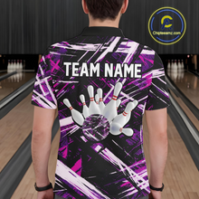 Load image into Gallery viewer, Custom Purple Bowling Shirts for Team Women Men Bowling Polo and 1/4 Zip Shirt MBL228